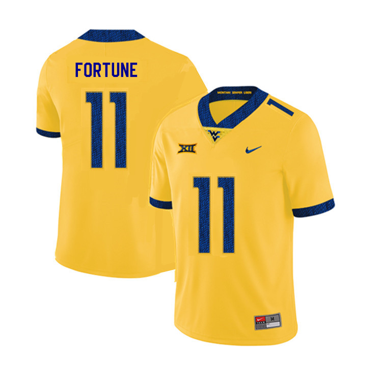 2019 Men #11 Nicktroy Fortune West Virginia Mountaineers College Football Jerseys Sale-Yellow